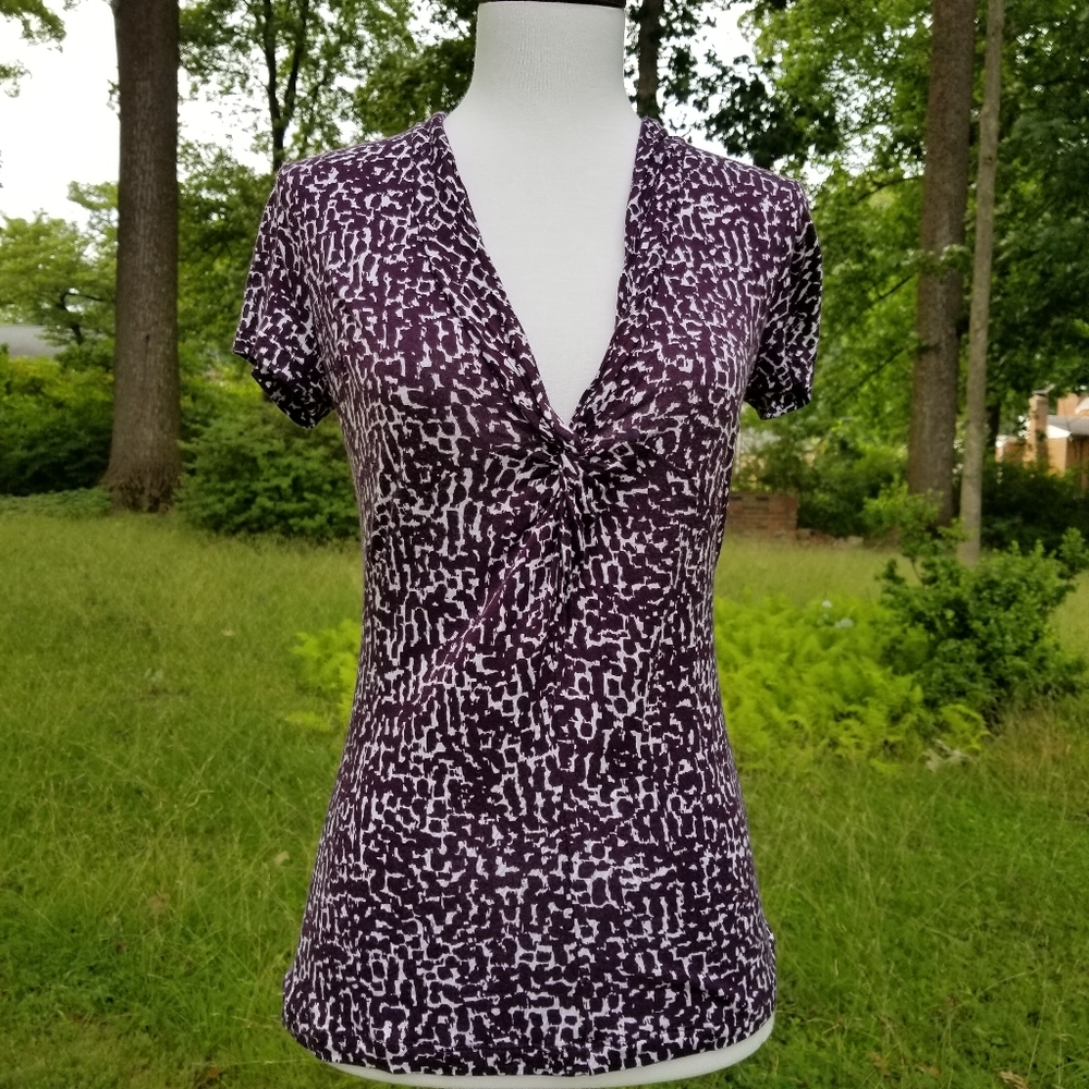Banana Republic V-neck Purple Abstract Print Top XS - Picture 6 of 10